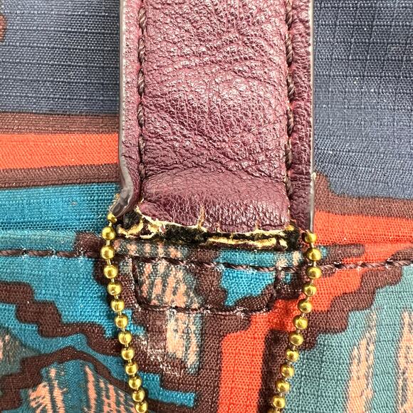 Fossil Large Tote Jenna Shopper Blue Multi Purse Double Handle With Key Charm - Picture 4 of 11